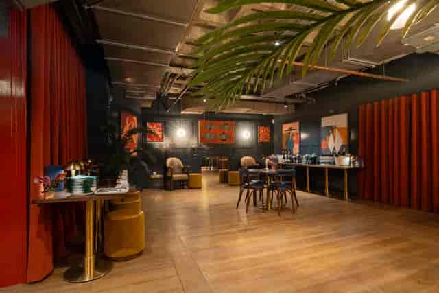 Industrial-chic breakout space at The Bond, Vintry for networking and brainstorming events.