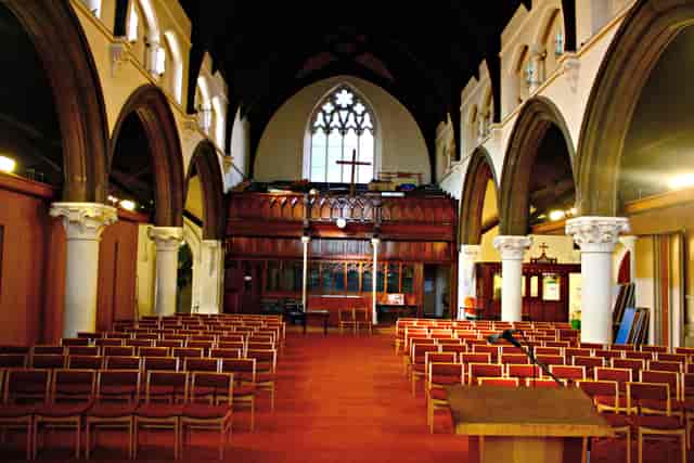 St Luke's Hackney main worship area, historic arched aisles for intimate ceremonies or lectures.