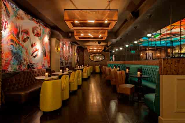 Vibrant VIP area at Dirty Martini Bishopsgate, ideal for events and gatherings.