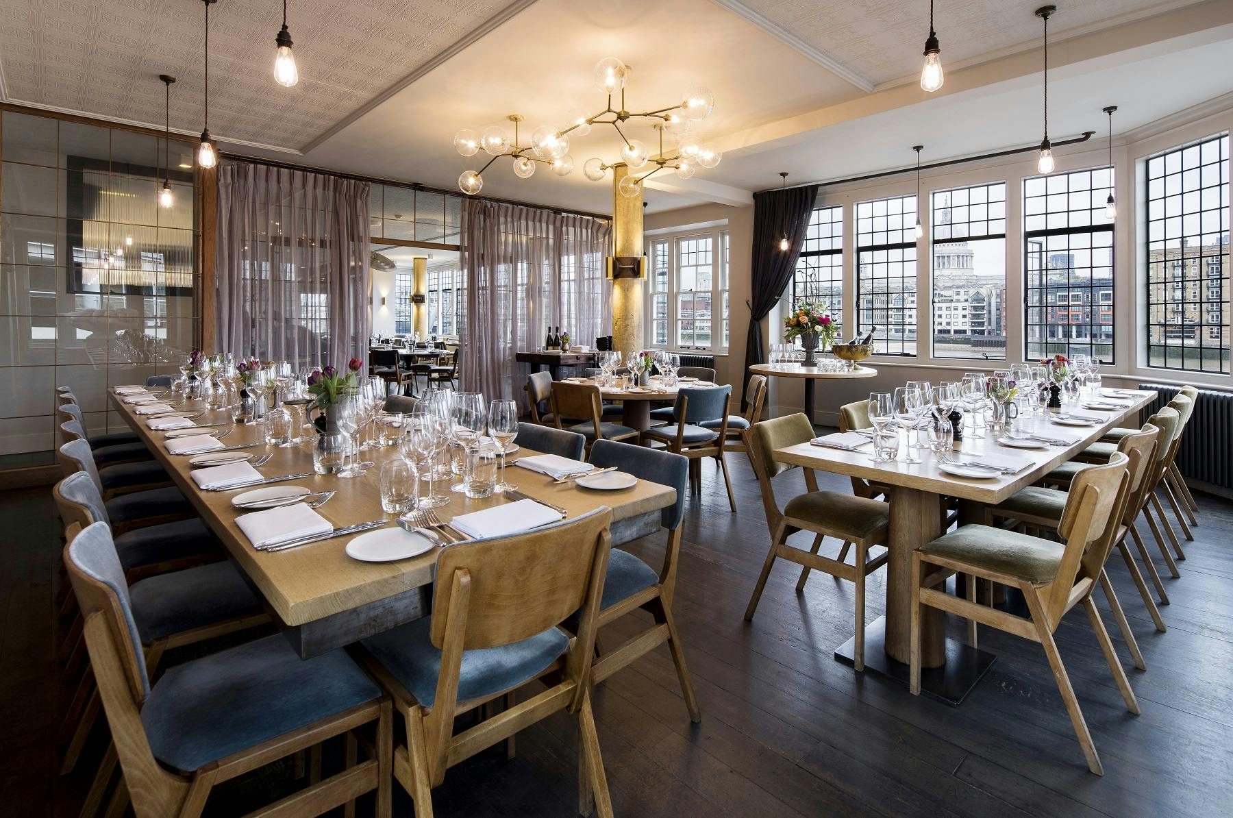 Elegant dining space in The River Room, perfect for corporate events and intimate gatherings.