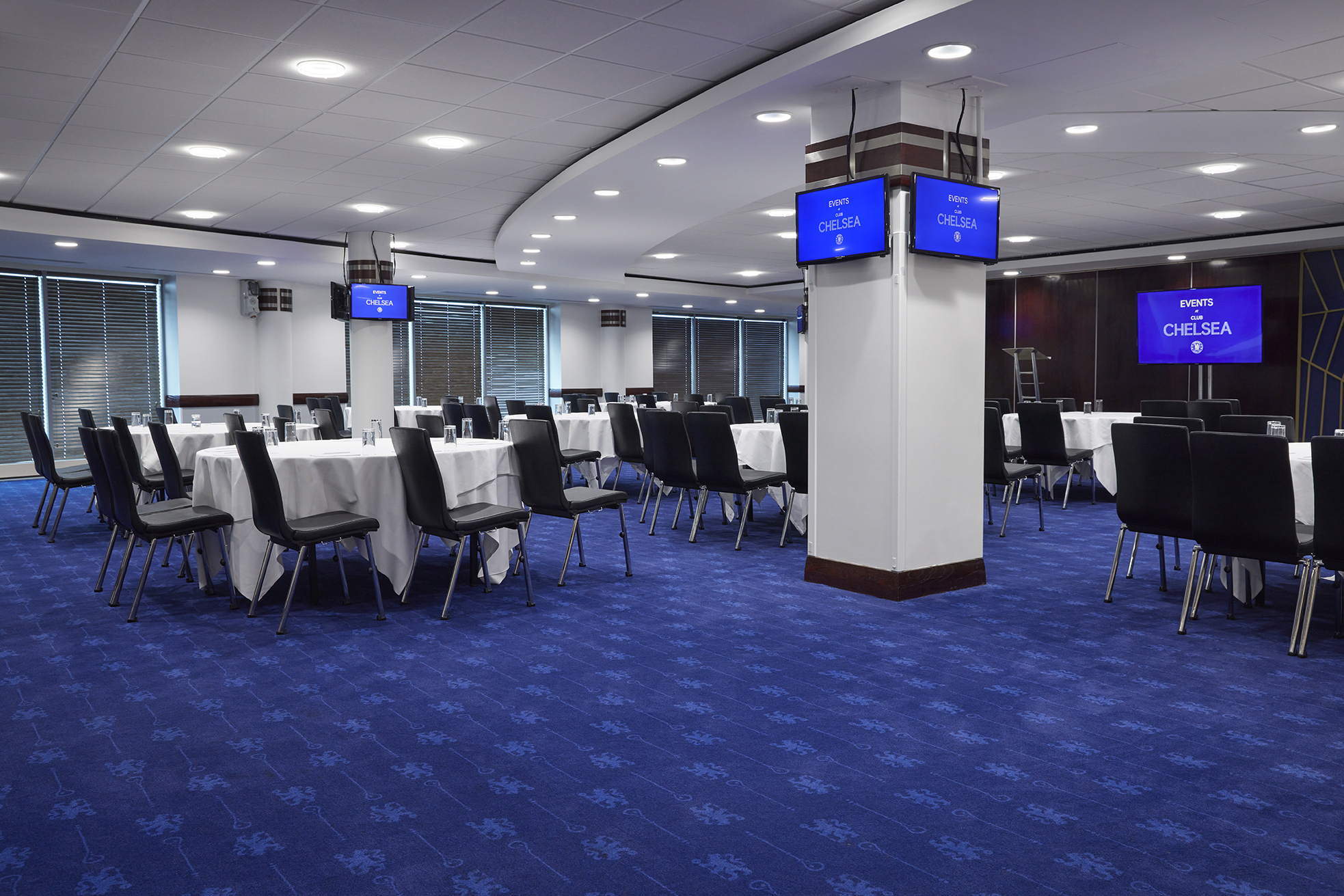 Chelsea FC Tambling Suite event, blue carpet, screens - Banner
