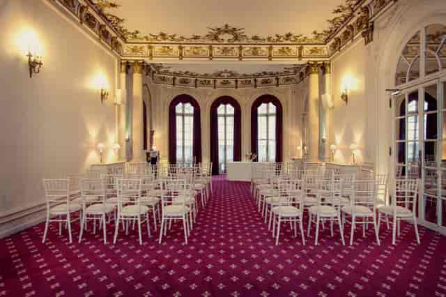 Elegant Argyll Room and Terrace, ideal for weddings and intimate events with ornate decor.
