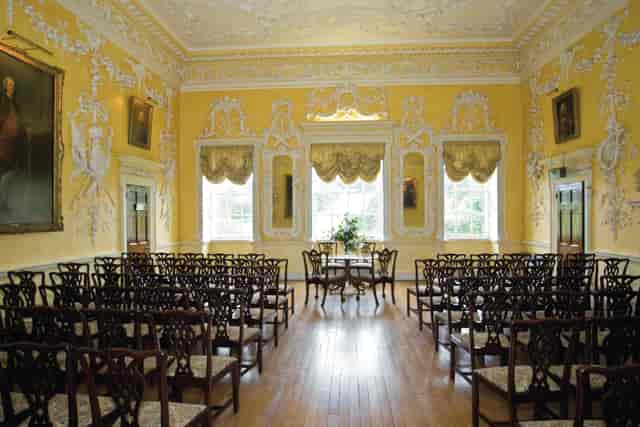 Elegant Saloon at Hagley Hall, perfect for meetings and intimate gatherings.