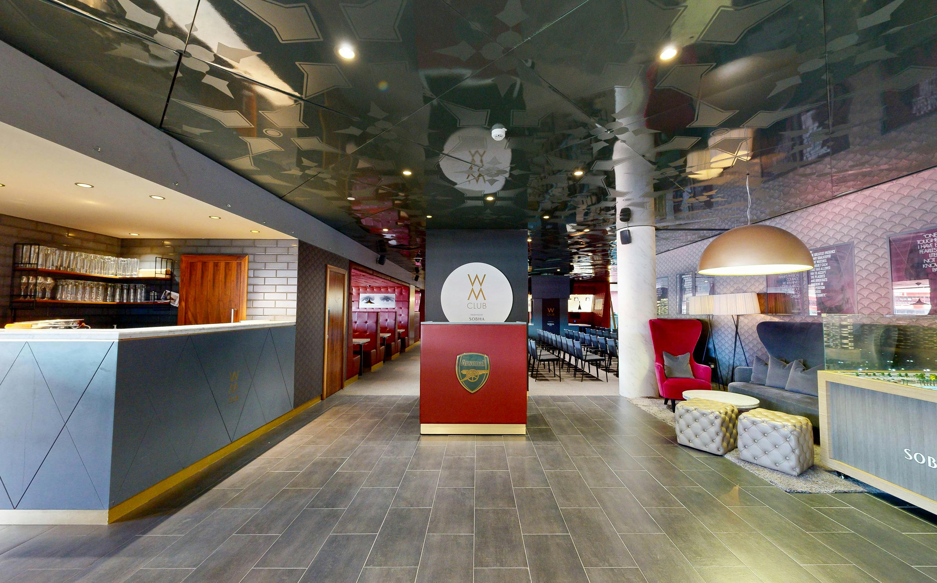 W Club entrance at Emirates Stadium, modern venue for corporate meetings and events.