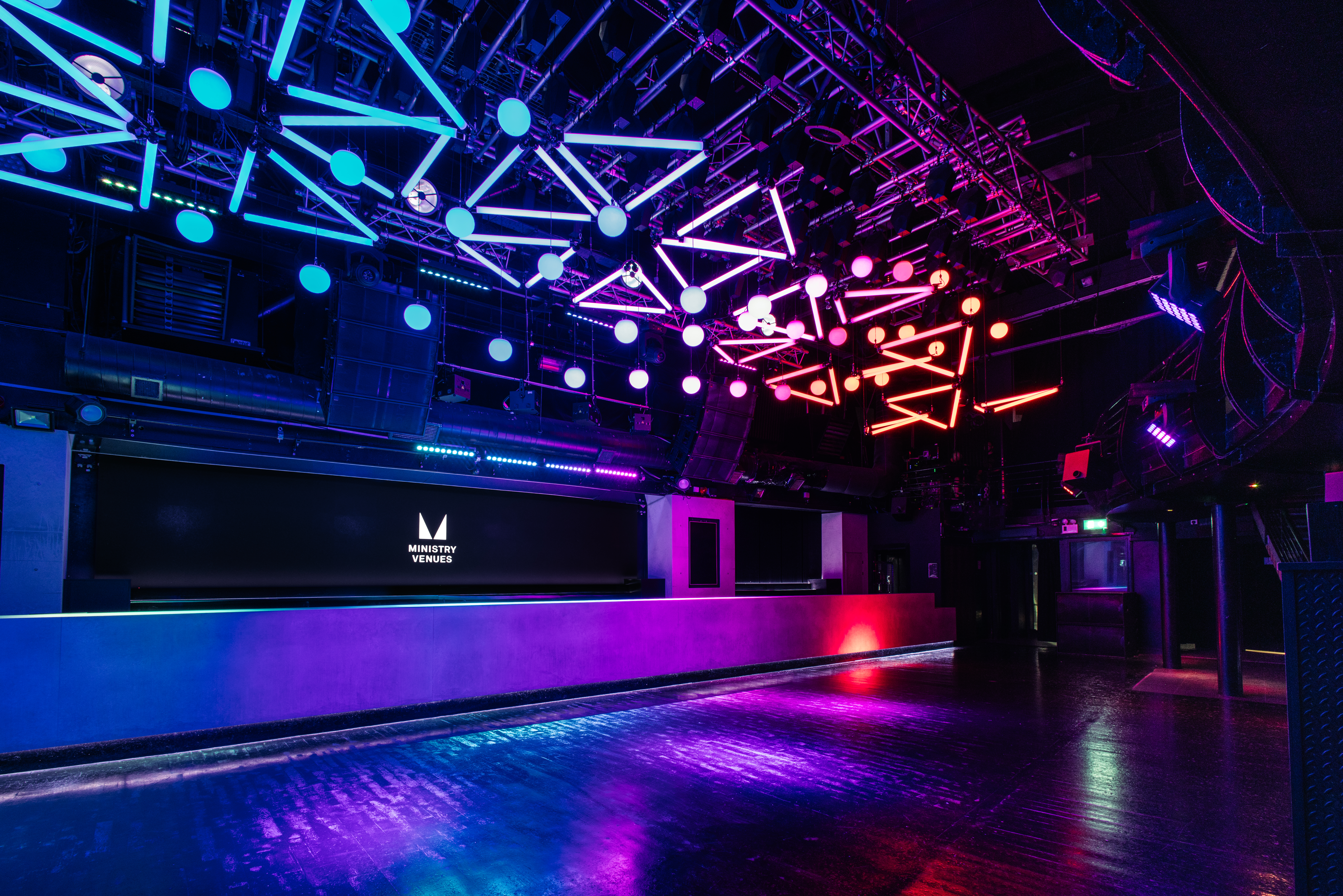 Ministry of Sound launch party, DJ booth, modern venue - Banner