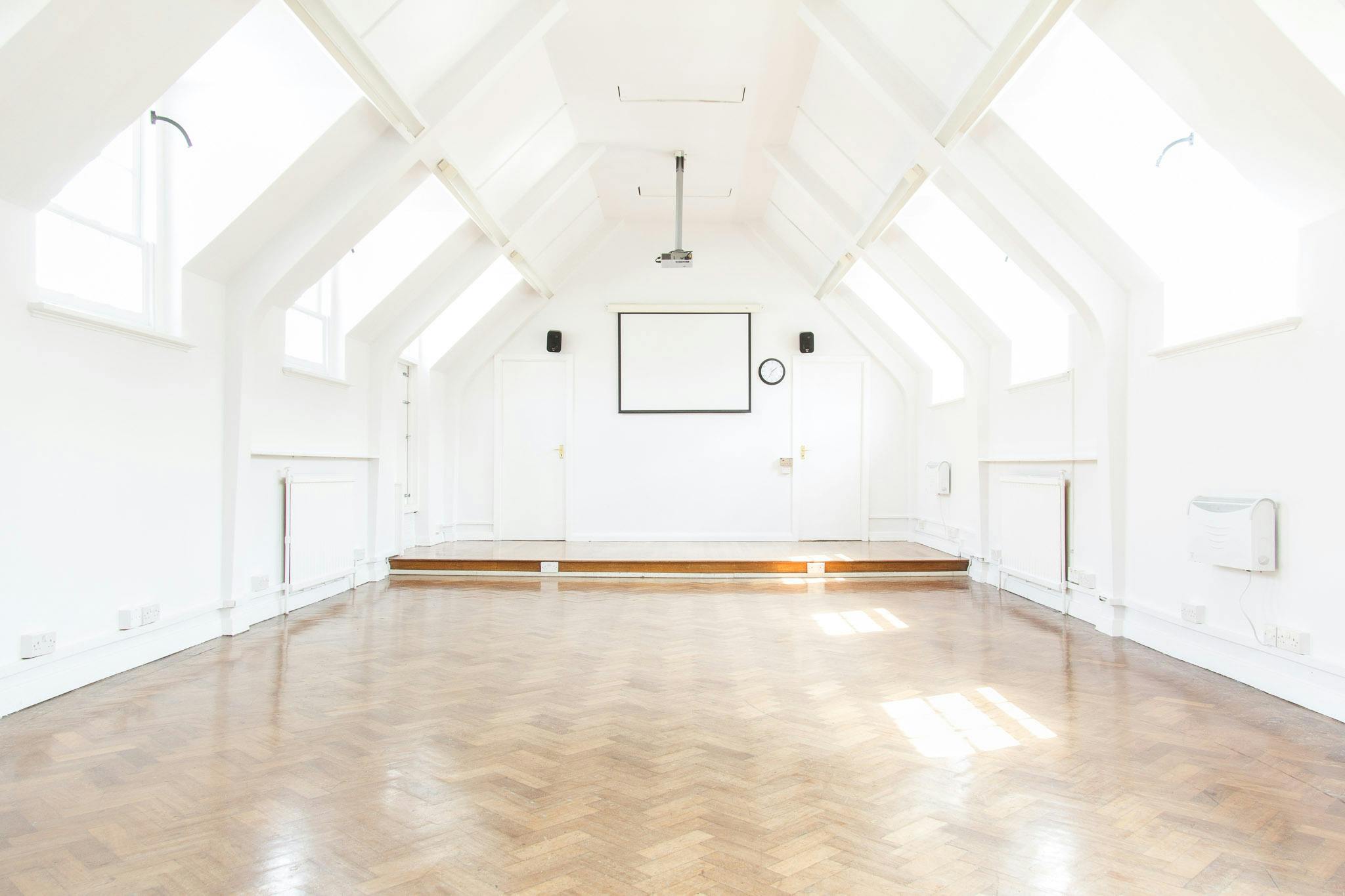 Chapel Suite at The London Irish Centre: bright event space for workshops and presentations.