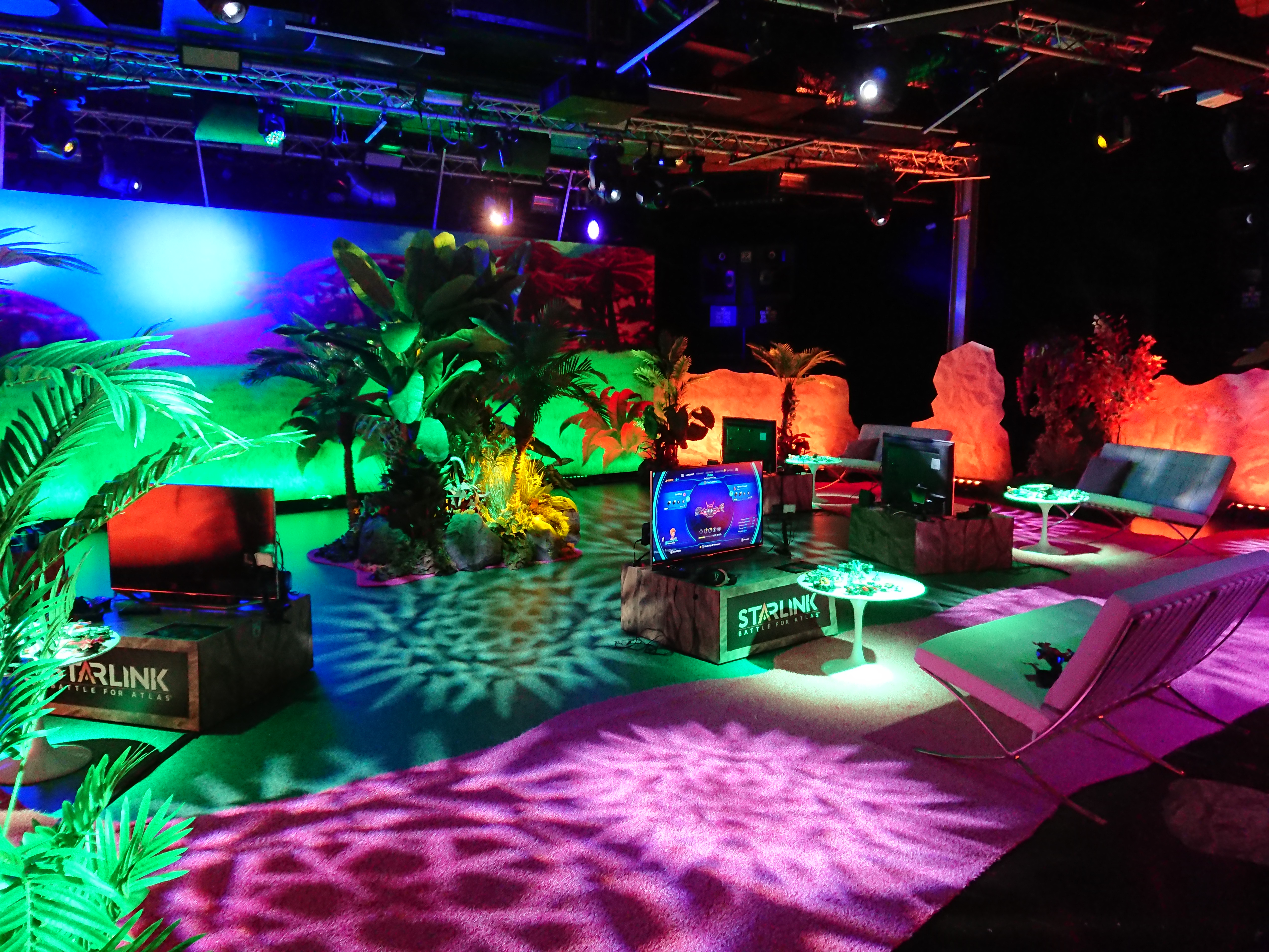 Vibrant tropical-themed event space at Ministry of Sound for networking and product launches. - Banner