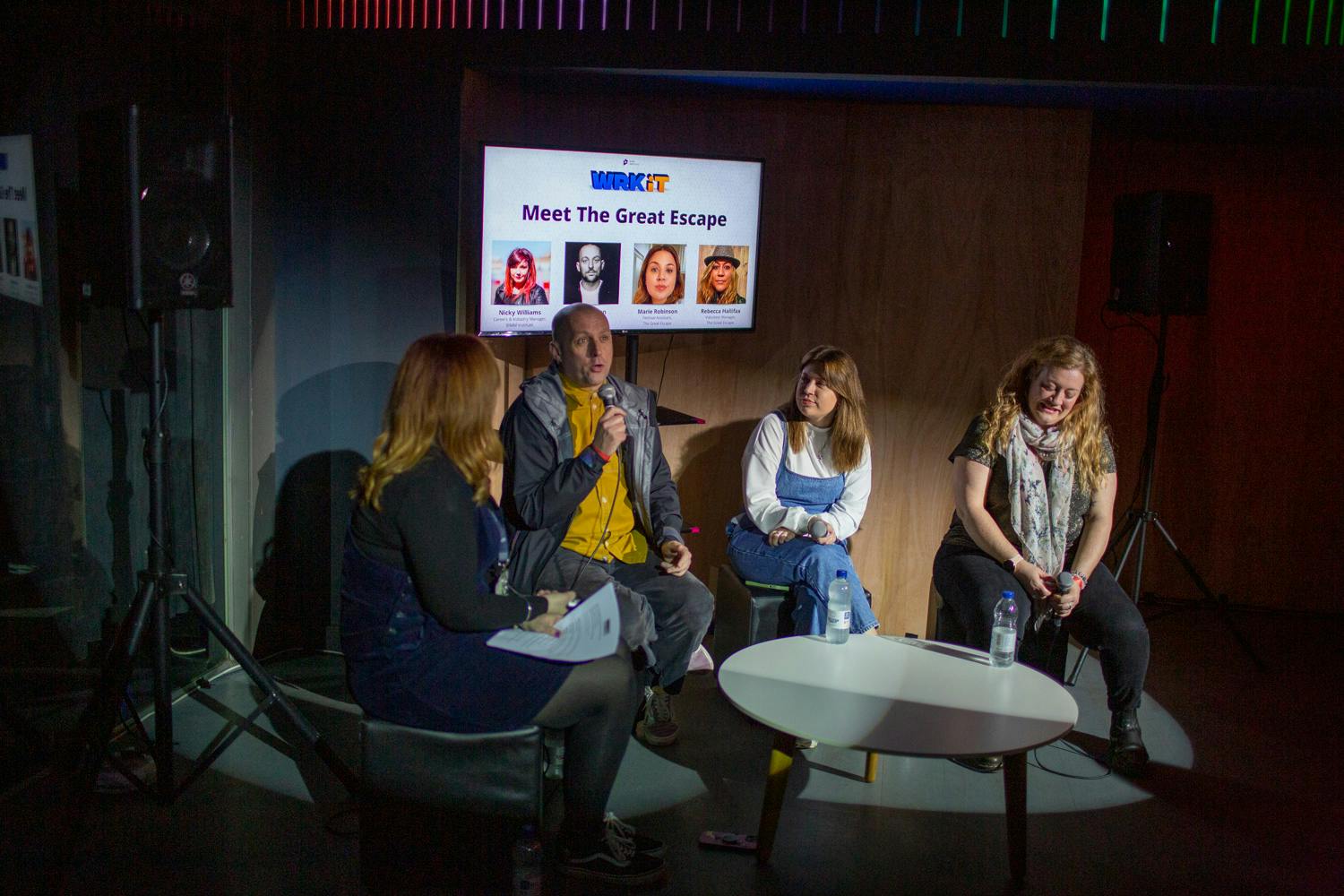 Panel discussion at The Loft, Ministry of Sound, featuring speakers and audience engagement.