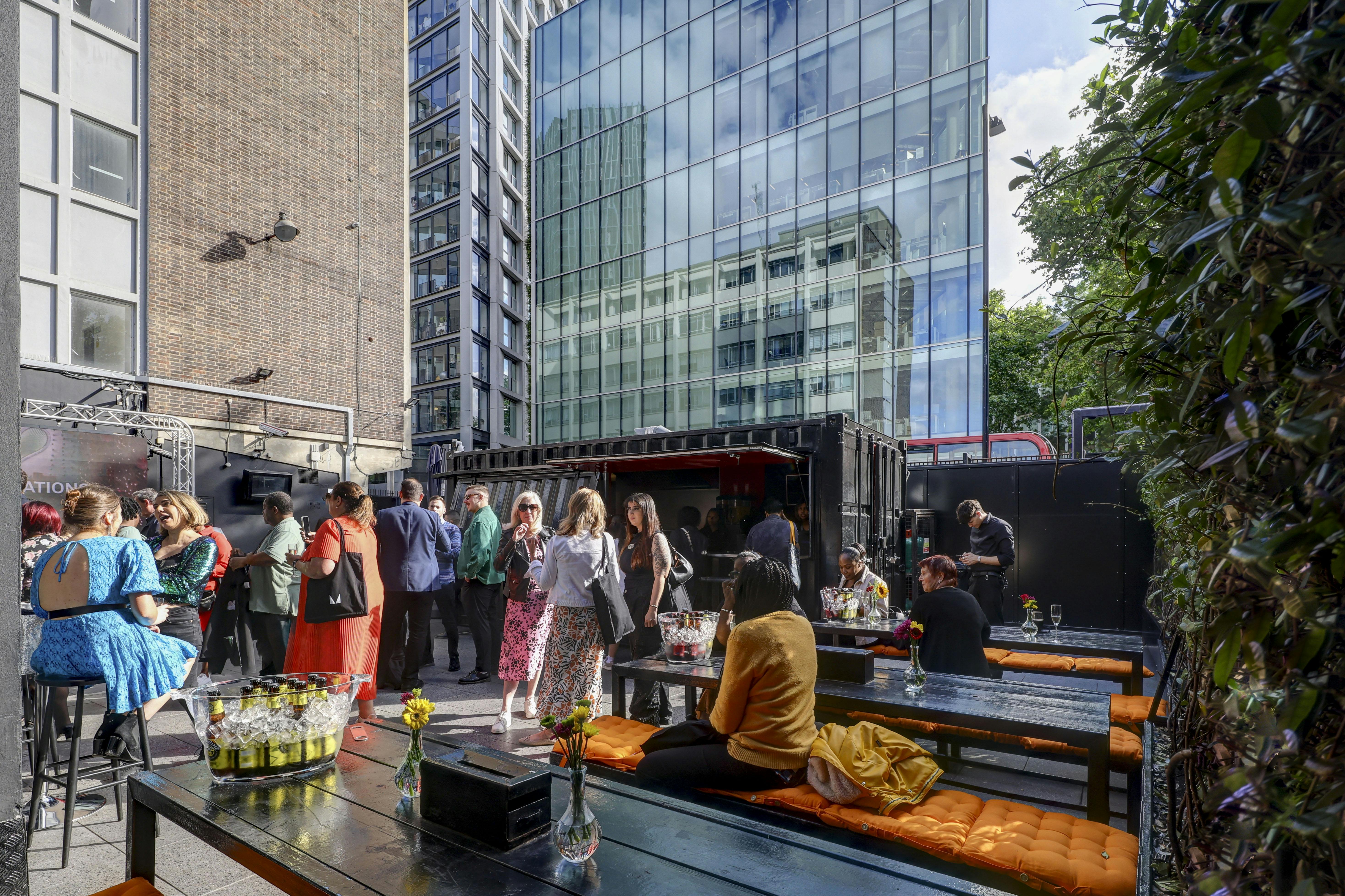 Vibrant outdoor event space at Ministry of Sound, perfect for networking and gatherings.