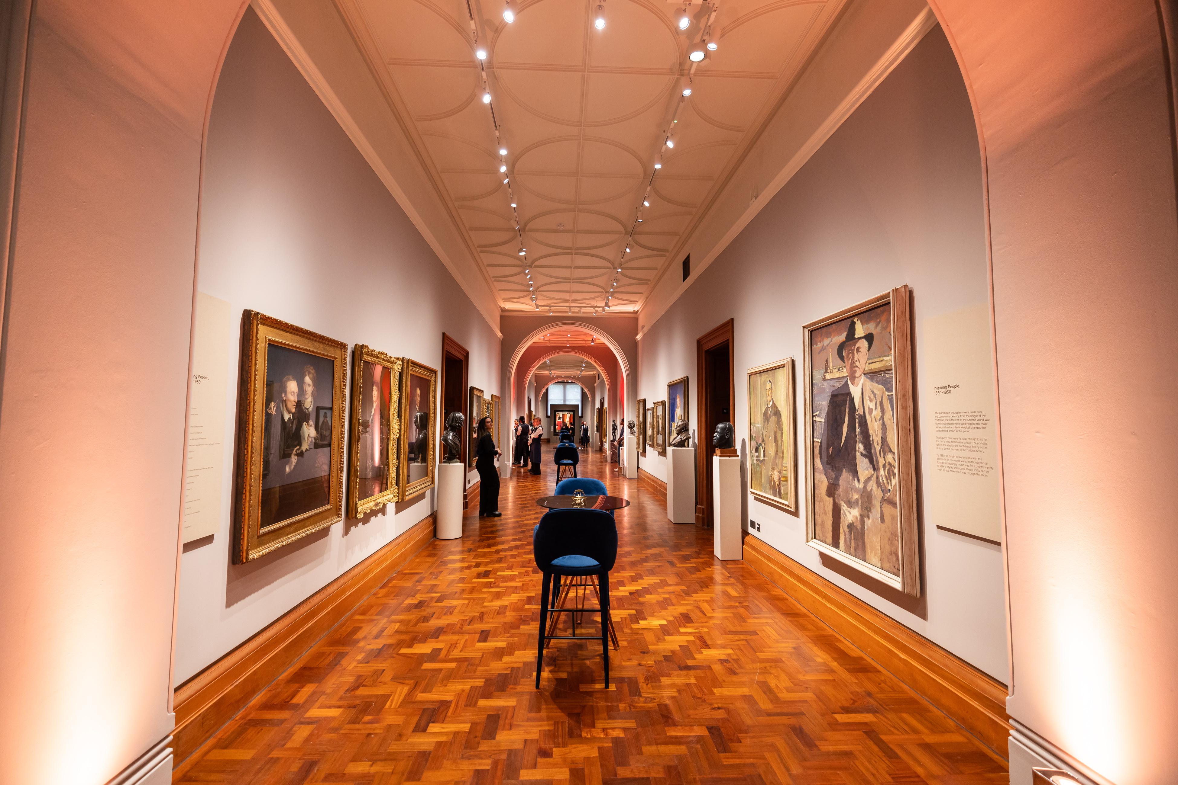 Victorian Galleries at National Portrait Gallery, elegant lighting for art exhibitions and events. - Banner