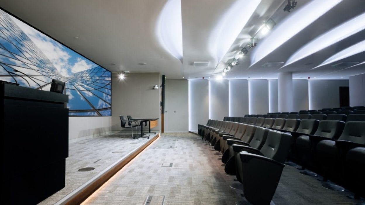 Modern conference room in London Stock Exchange, ideal for corporate events and seminars.