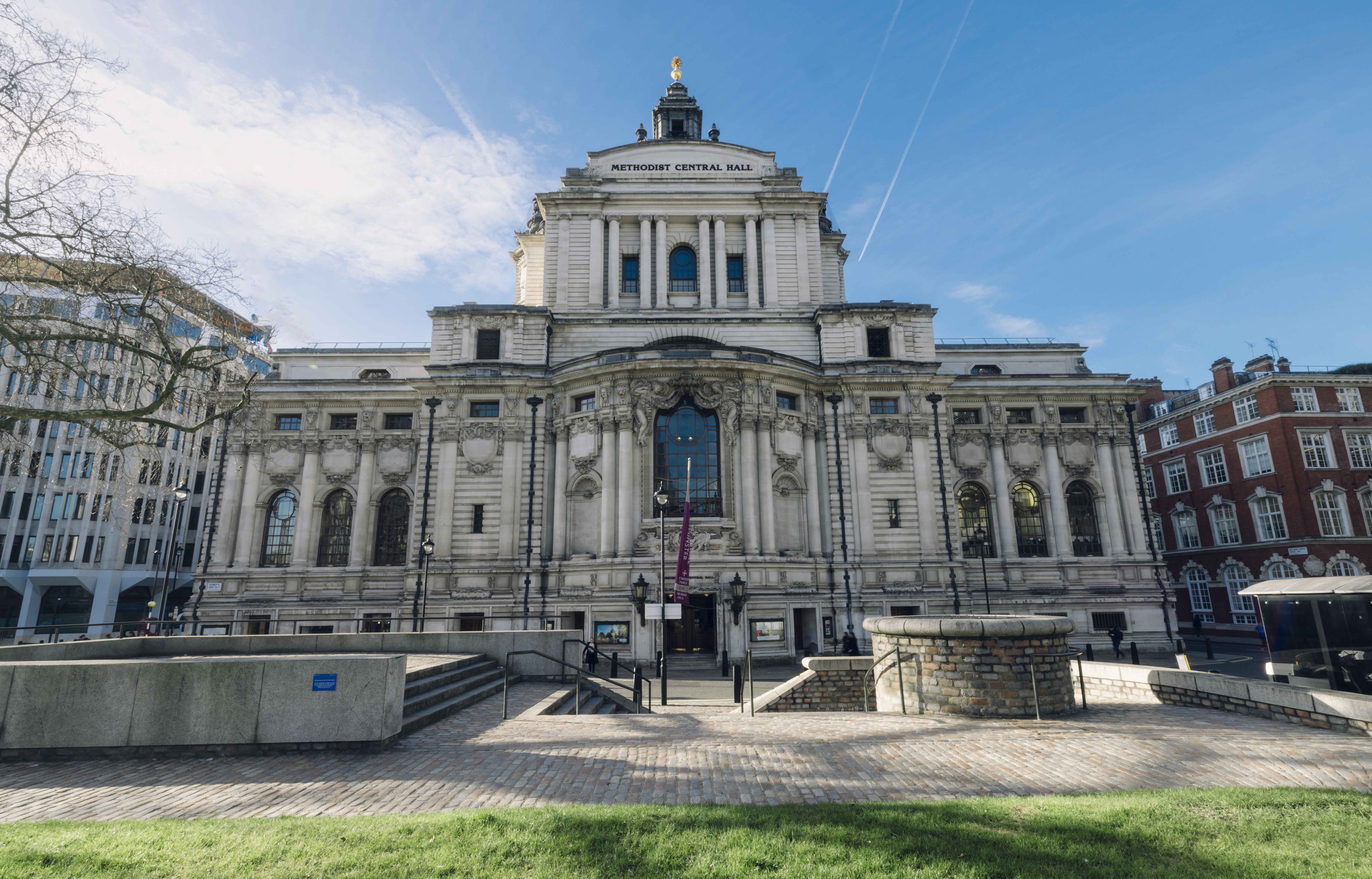 Robert Perks in Central Hall Westminster, a grand venue for elegant events and meetings. - Banner