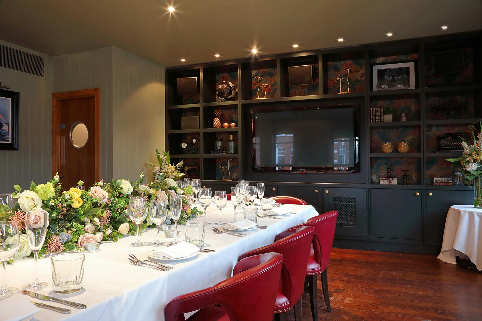 Elegant private dining room at Beaufort House, ideal for corporate dinners and events.