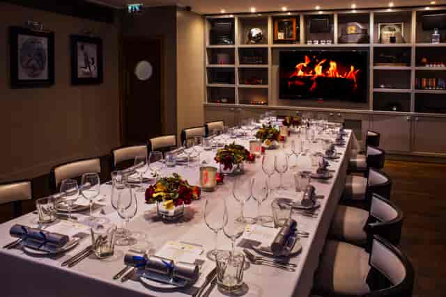 Private dining room at Beaufort House, elegant setup for corporate dinners and events.