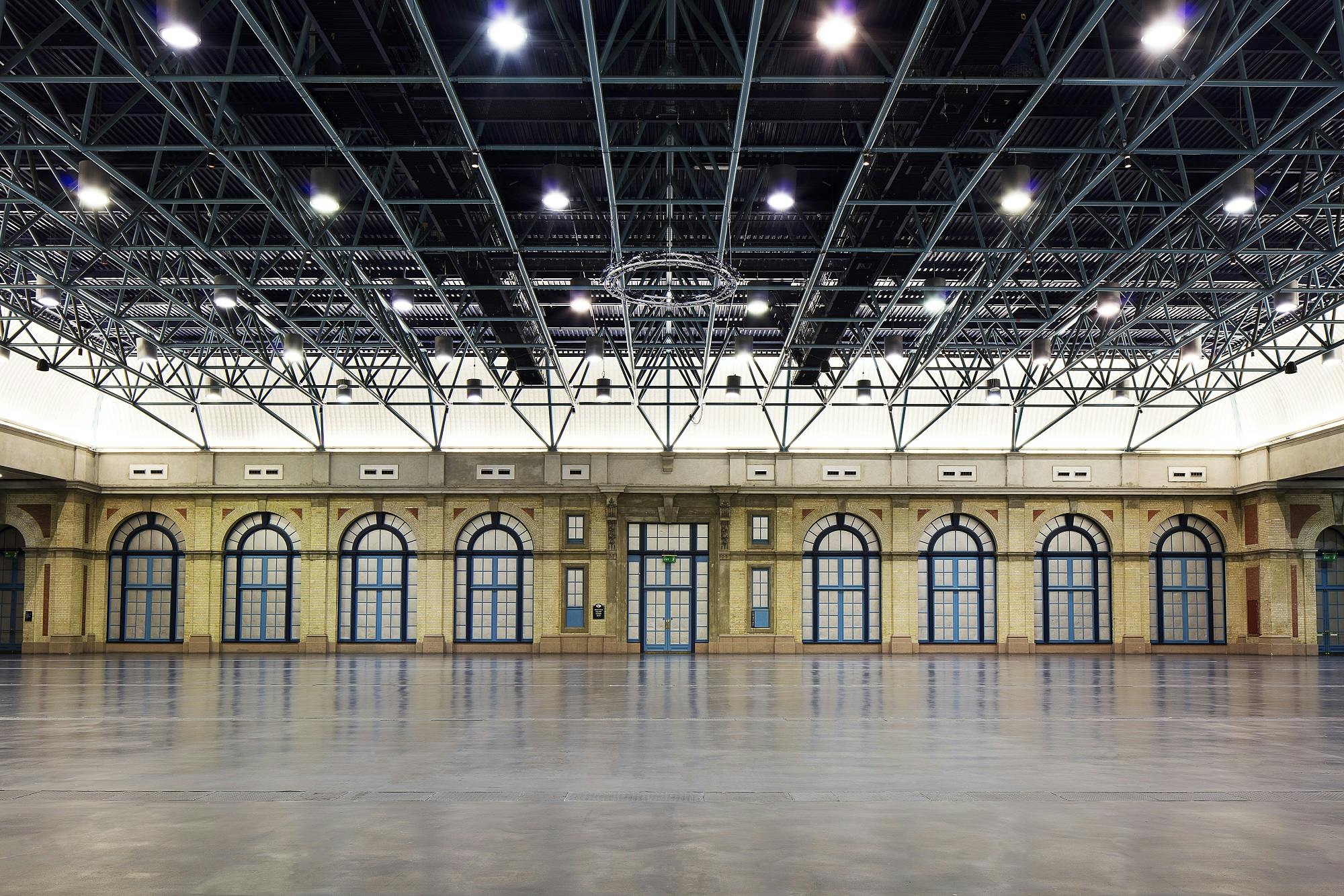 West Hall at Alexandra Palace: spacious venue with high ceilings for events and exhibitions.