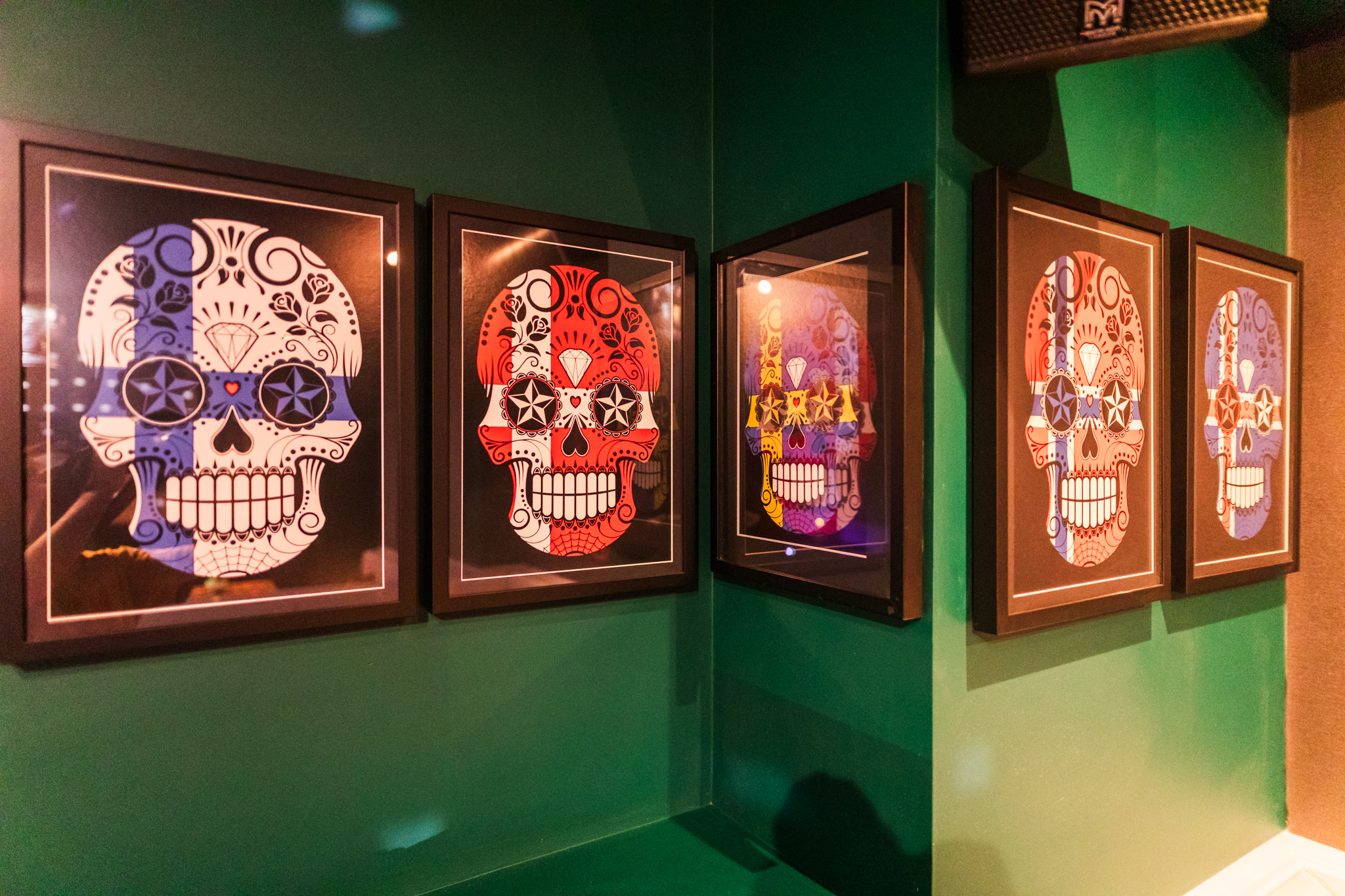 Vibrant skull artwork at Nordic Bar, perfect for themed events and cultural celebrations. - Banner