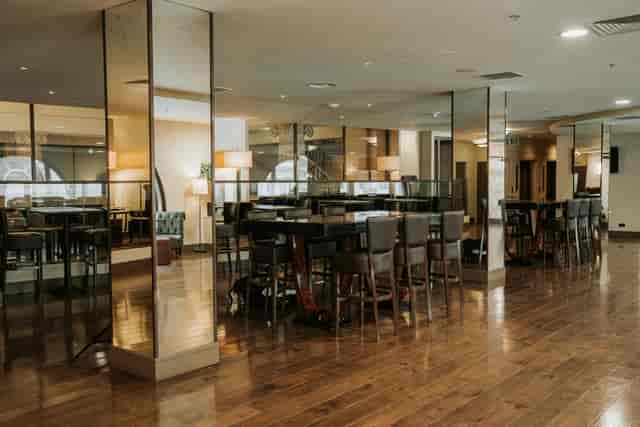 Banking Hall breakout space with communal seating for corporate conferences and networking events.