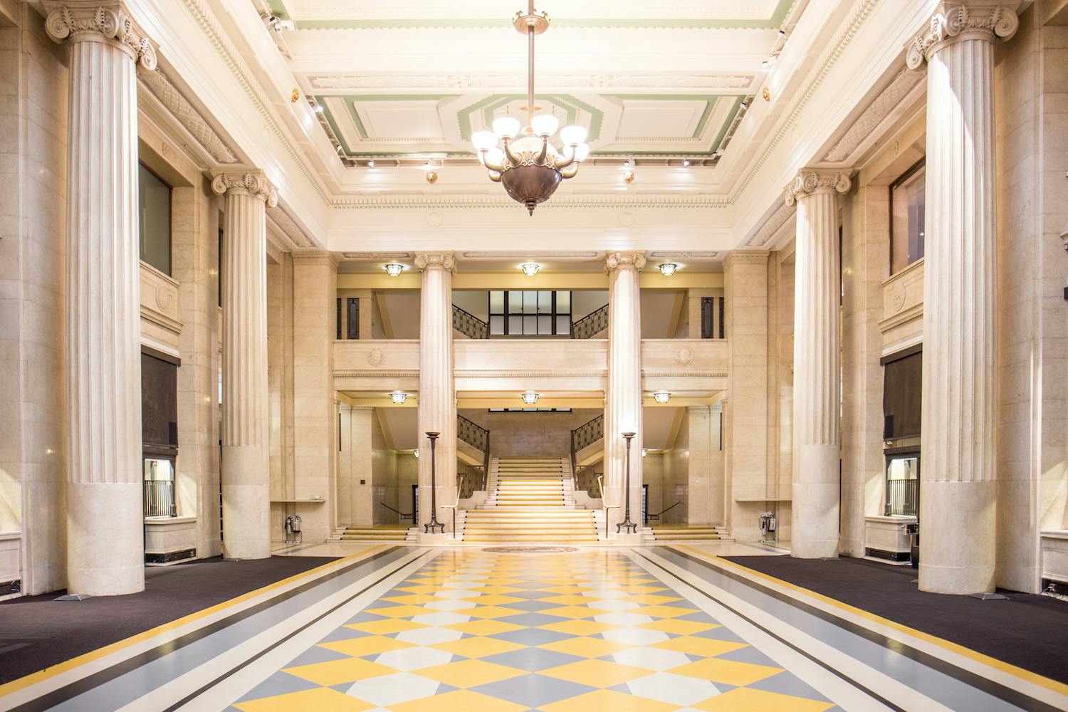 Main Hall in The Banking Hall, elegant venue with high ceilings for upscale events.