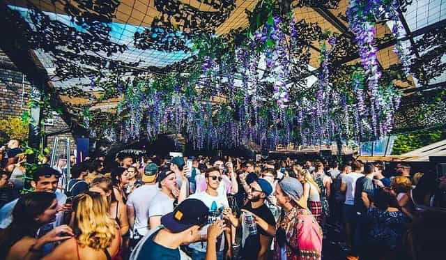 Vibrant outdoor event space at The Roof Garden, perfect for networking and socializing.