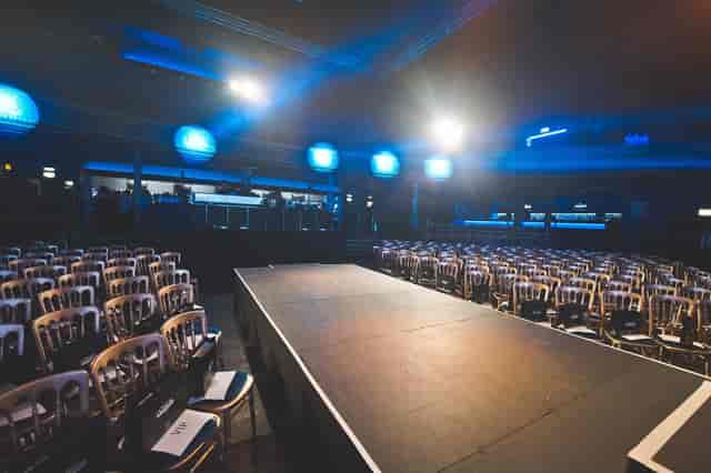 Electric Brixton event space with central stage, ideal for presentations and performances.