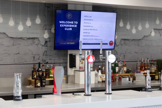 Modern bar in Edgbaston Stadium Chairs Lounge, ideal for corporate events and cricket hospitality.