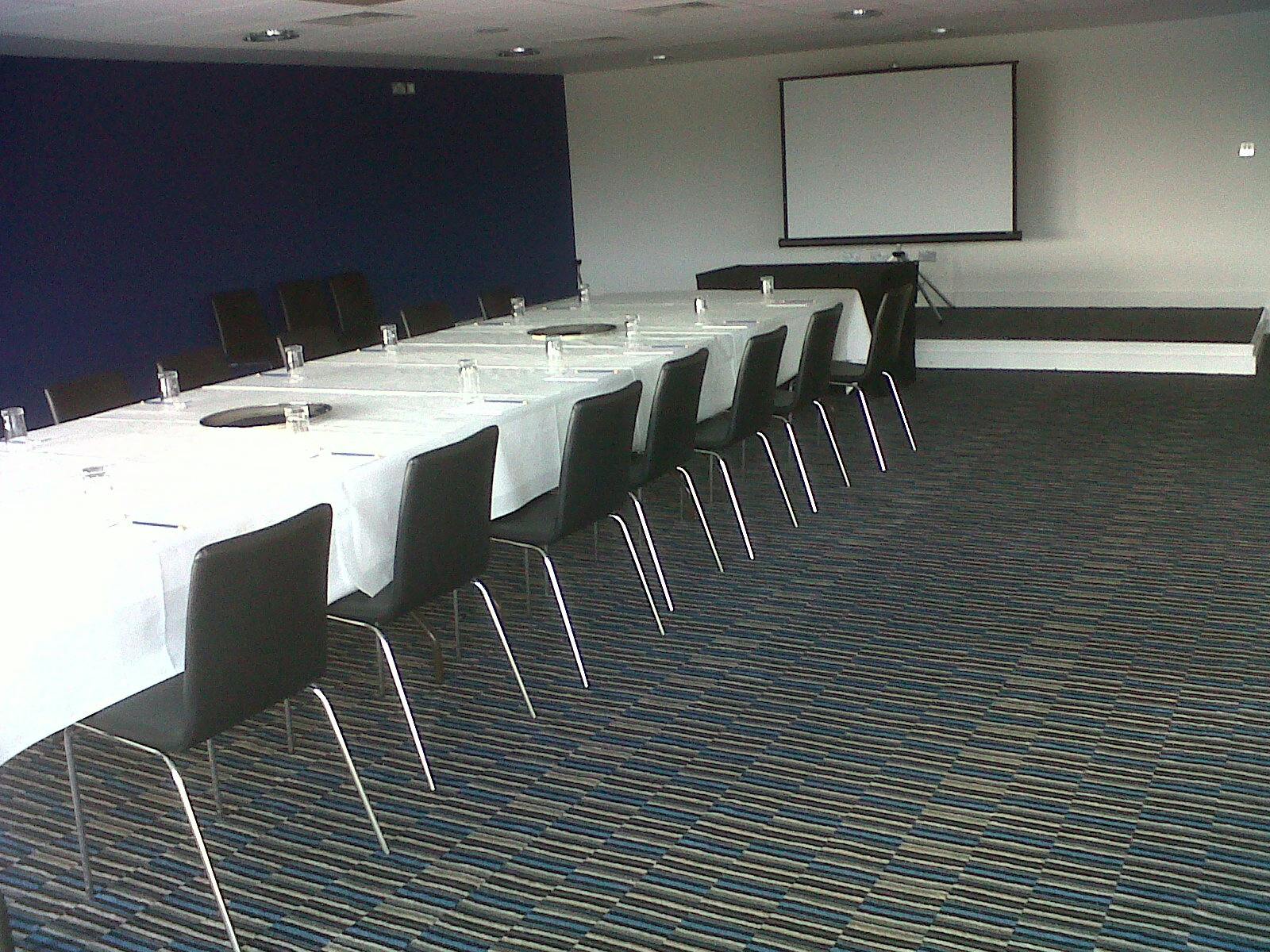 Press Lounge at Edgbaston Stadium, professional meeting room setup for events.