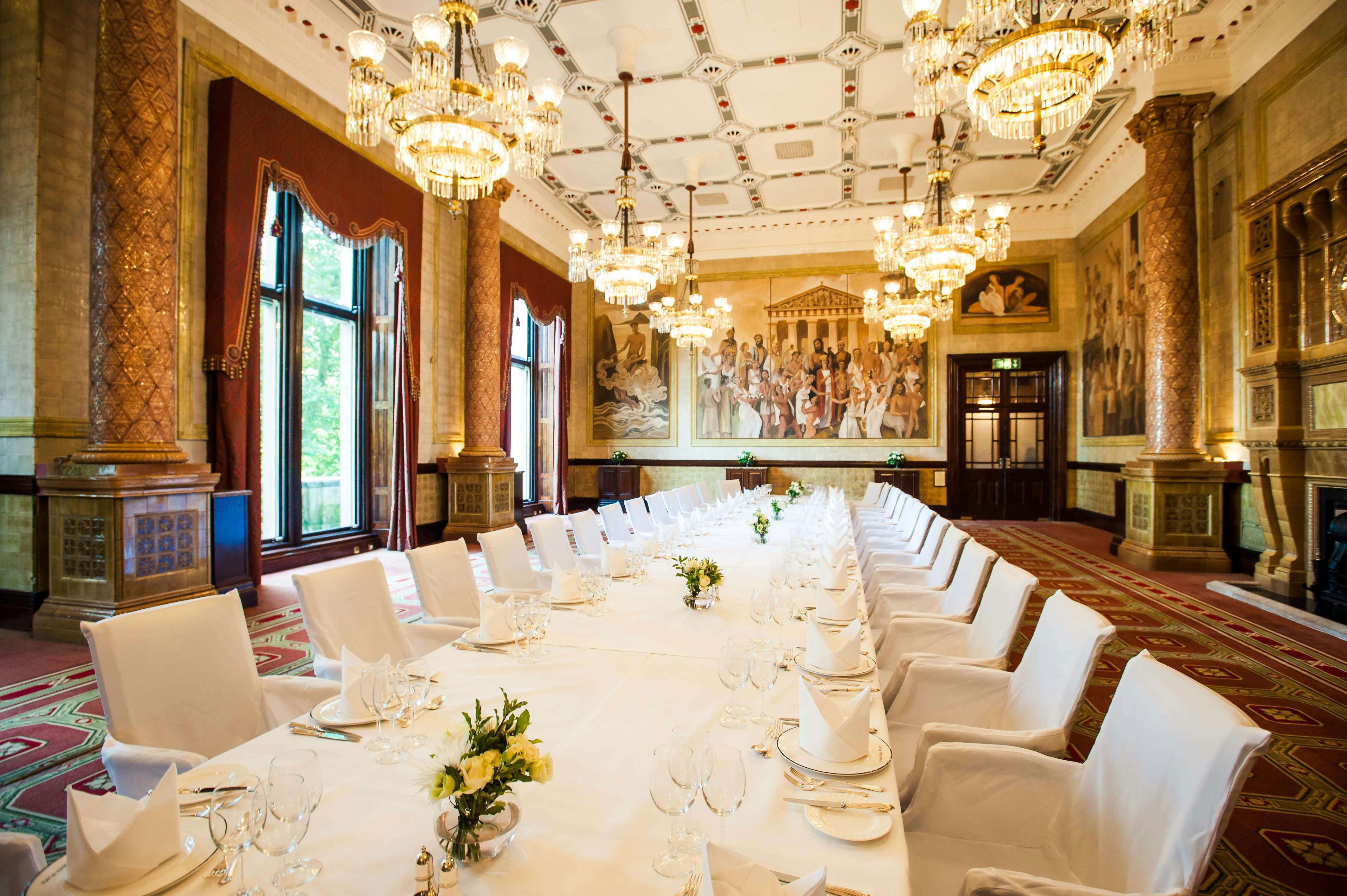 Elegant banquet hall at The Royal Horseguards Hotel, perfect for corporate events and dinners.