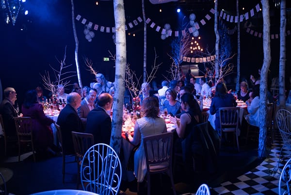 Intimate banquet setup at The Studio Theatre, Birmingham, perfect for networking events.