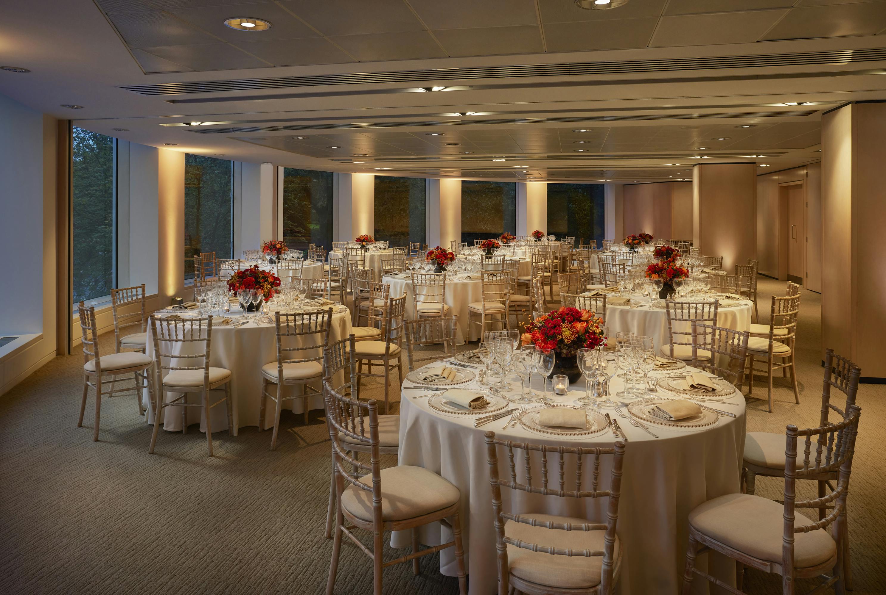 Beech Suite at Royal Lancaster London, elegant dinner setup for corporate events.