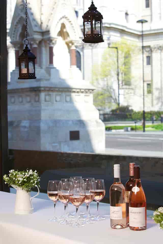 Sophisticated venue with elegant table setup for outdoor events in Wine Tun.