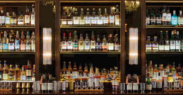Spey Bar in Covent Garden: elegant spirits selection for cocktail receptions.