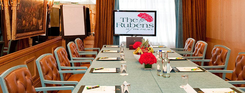 Rubens Suite meeting room with elegant decor, ideal for corporate events and presentations.