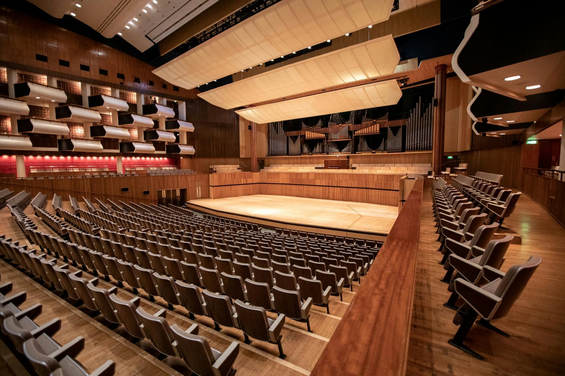 Royal Festival Hall Auditorium with tiered seating, ideal for conferences and performances.