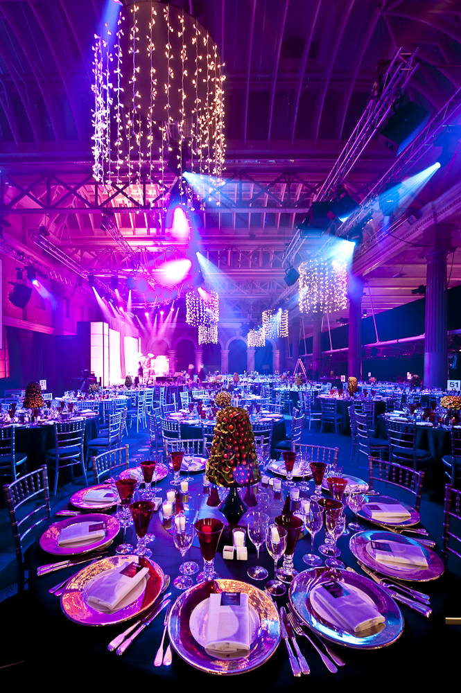 Elegant gala setup in The Grand Hall, Old Billingsgate, ideal for corporate events. - Banner