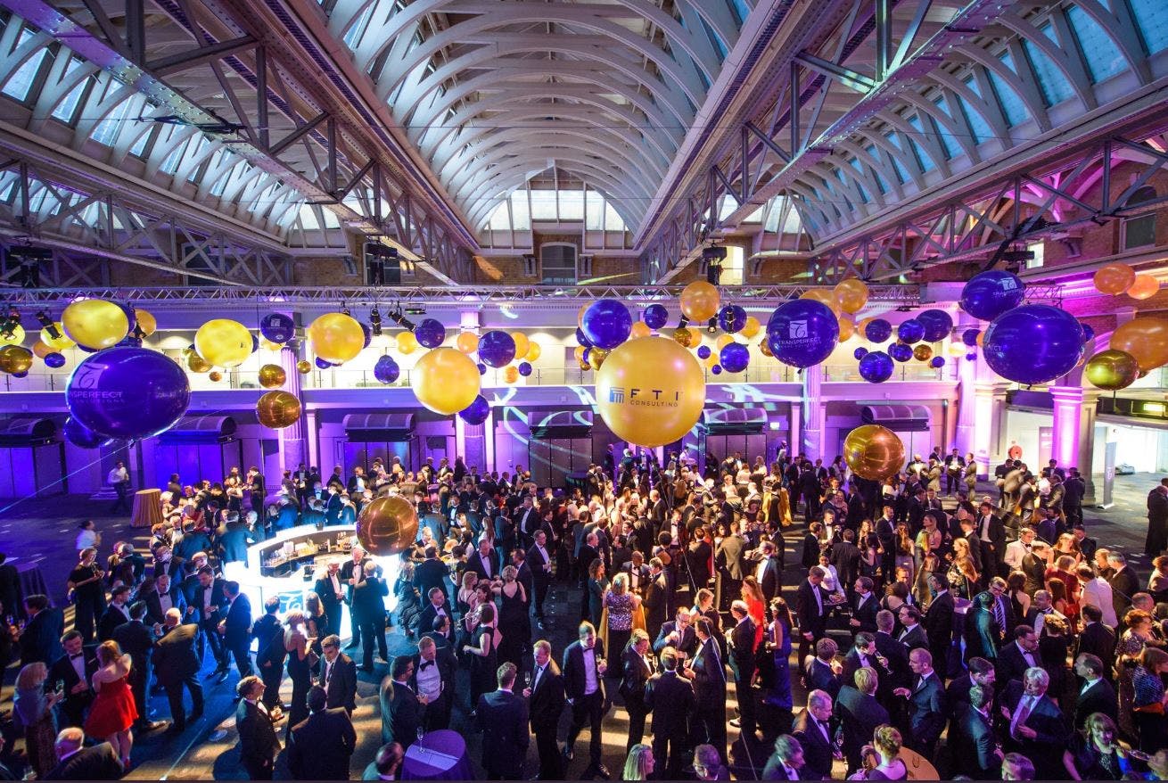 Elegant Grand Hall at Old Billingsgate, vibrant event space for galas and corporate celebrations.