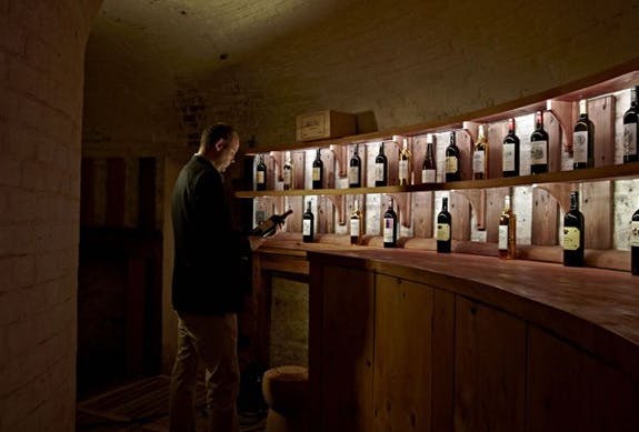 Sophisticated wine cellar in Spitbank Fort for exclusive tastings and private events.