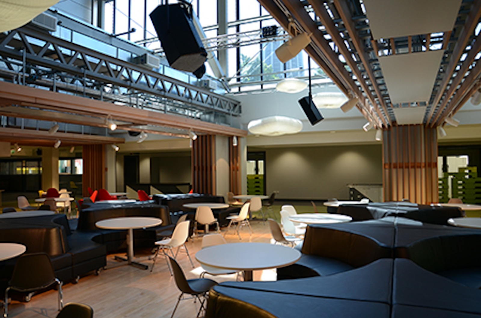Modern event space in Guild of Students Liverpool with flexible seating for gatherings. - Banner