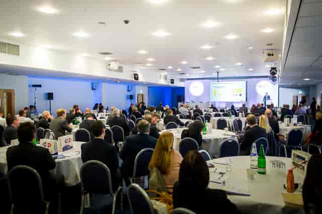Walkers Hall at King Power Stadium, spacious conference setup for networking and discussions.