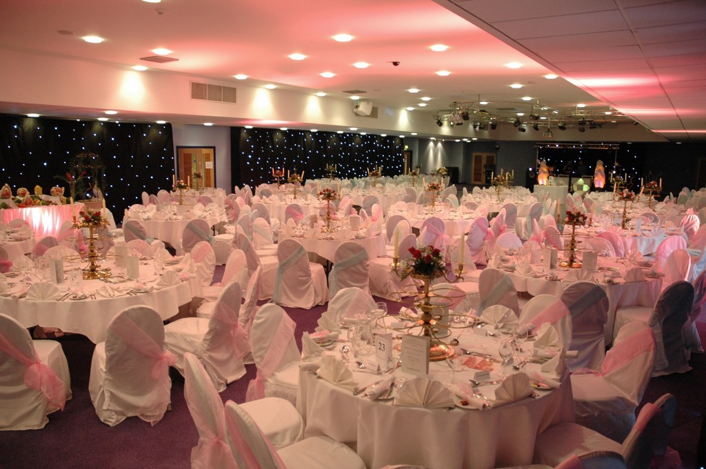Elegant banquet hall at King Power Stadium, perfect for weddings and formal events. - Banner