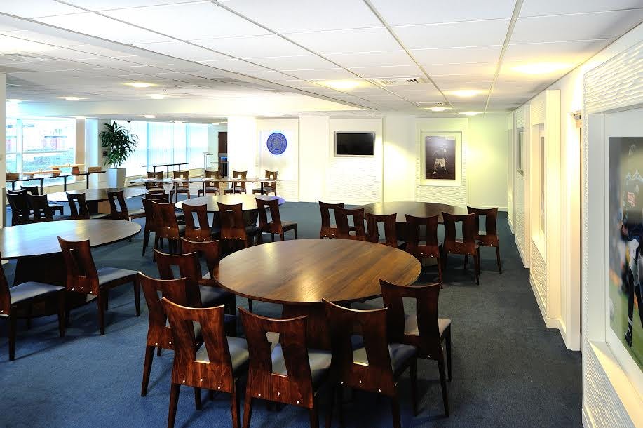 Legends Suite at King Power Stadium, versatile event space with natural light for meetings.