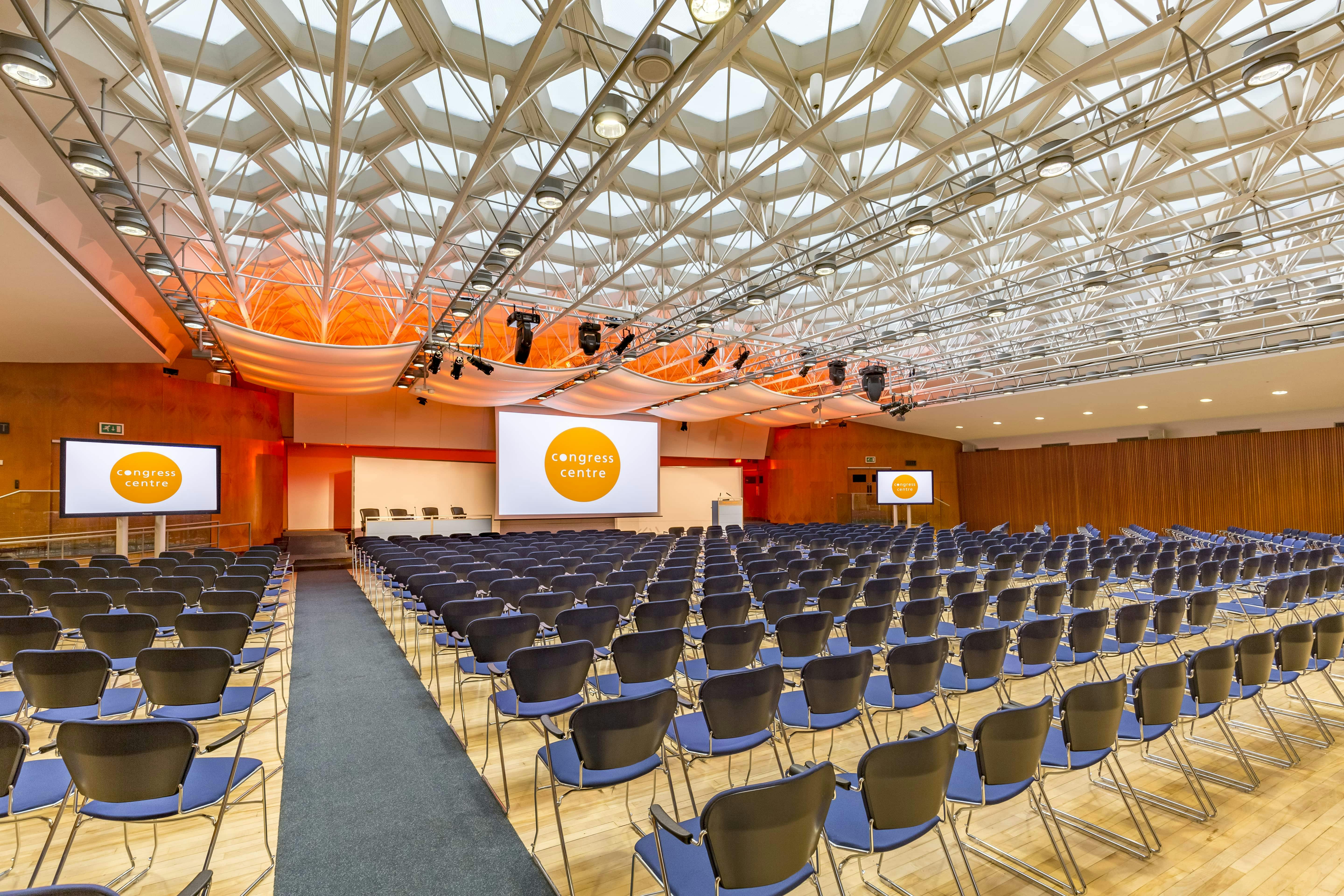 Spacious Congress Hall with modern design, ideal for conferences and seminars.