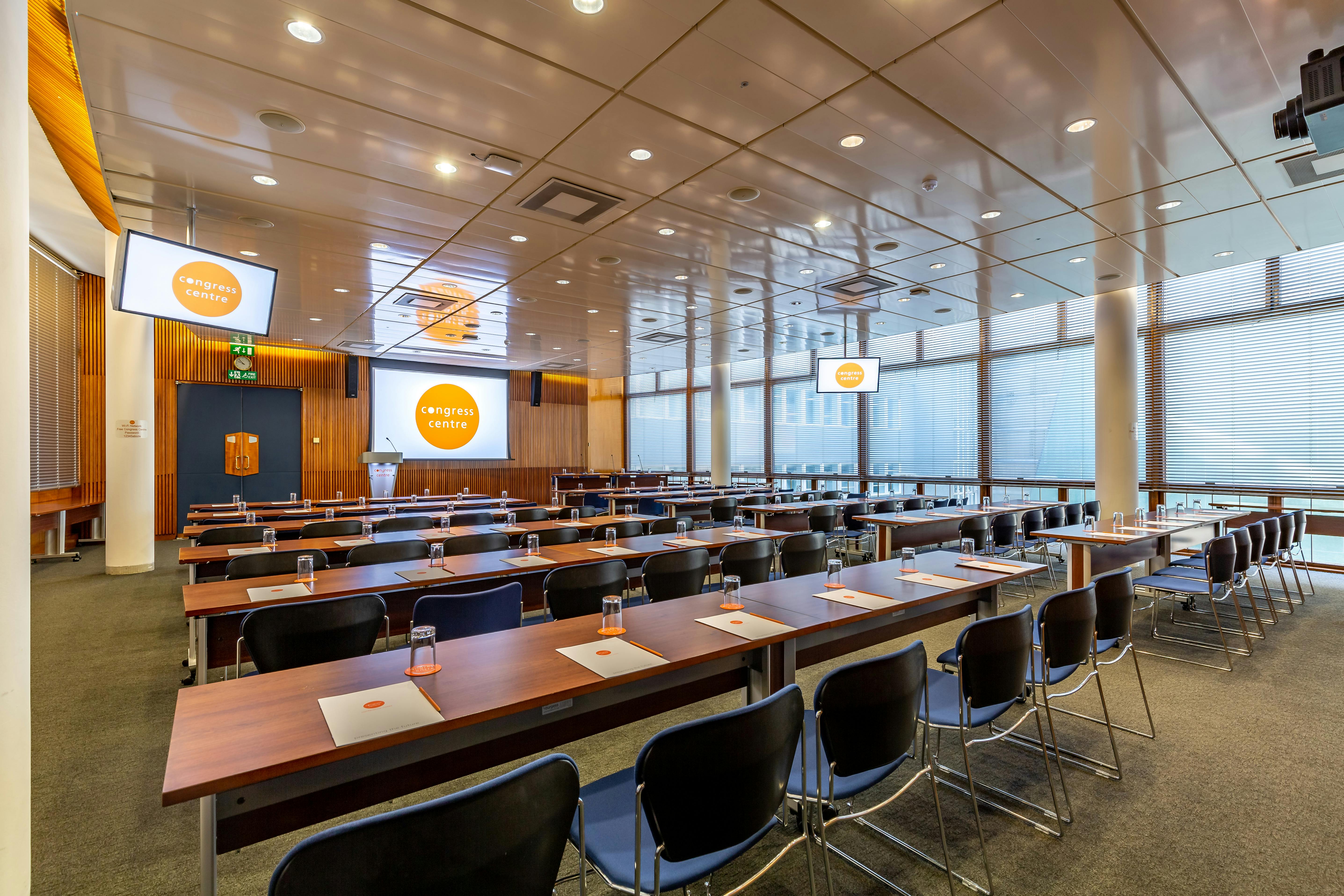 Council Chamber in Congress Centre, bright meeting room for conferences and workshops.