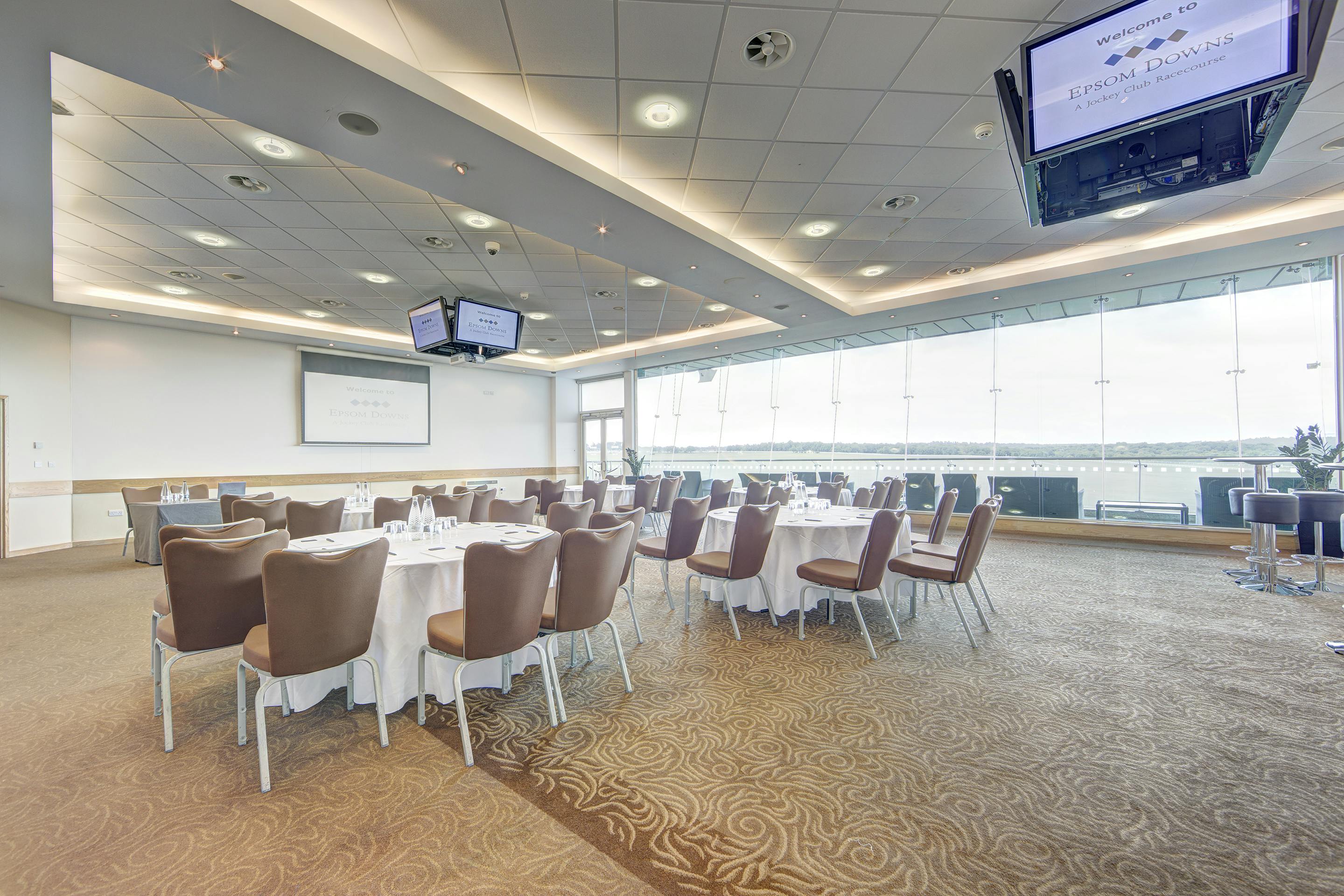 The Downs View Suite at Epsom Downs Racecourse, ideal for corporate events and meetings.