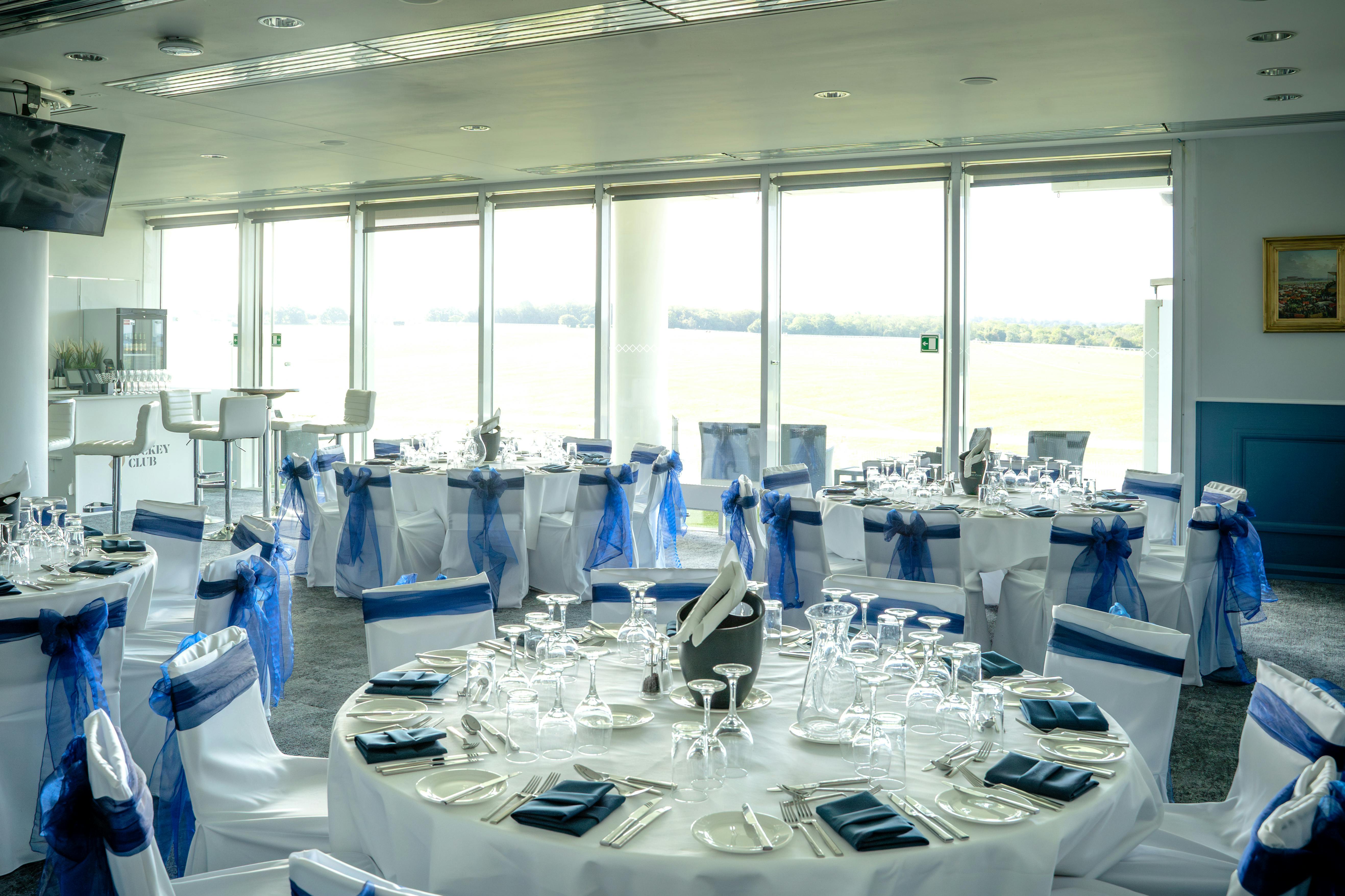 Elegant event space at Epsom Downs Racecourse, perfect for weddings and corporate gatherings.